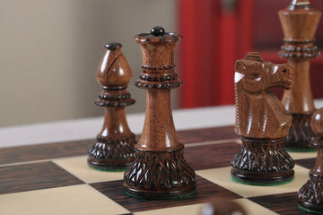 The Burnt Golden Rosewood Club Series Chess Pieces - 3.75