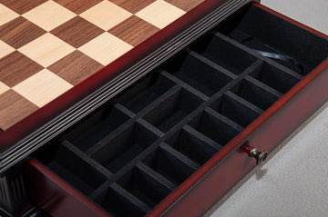 Walnut and Maple Classical Tiroir Chess Board with Storage Drawers