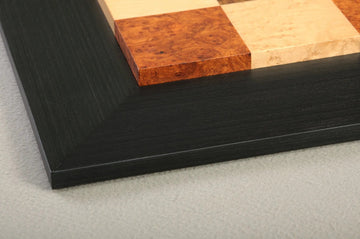 Amboyna Burl, Genuine Ebony & Bird's Eye Maple Custom Contemporary II Chess Board