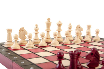 The Large Burgundy Magnetic Chess Set