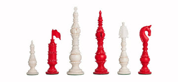 The Vizagapatam Luxury Bone Chess Pieces - 6.1" King