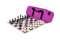 Deluxe Chess Set Combination - Solid Plastic Regulation Pieces | Vinyl Chess Board | Deluxe Bag