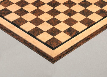 Signature Contemporary VI Luxury Chess board - WALNUT CALIFORNIA BURL / BIRD'S EYE MAPLE - 2.5
