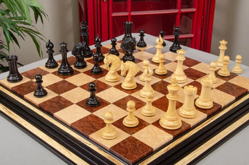 IMPERFECT - 4.4" Salerno - GENUINE EBONY / BOXWOOD - Wood Chess Pieces