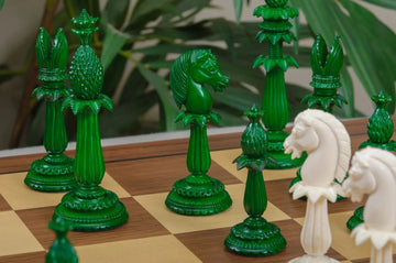 The Lund Anglo-Indian Reproduction Luxury Bone Chess Pieces - 4.75