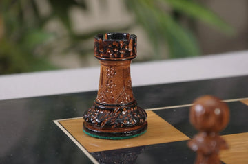 The Burnt Golden Rosewood Reykjavik II Series Chess Set, Box, & Gloss Board Combination