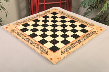 INLAID - Maple Burl & Ebony Superior Traditional Chess Board - Gloss Finish