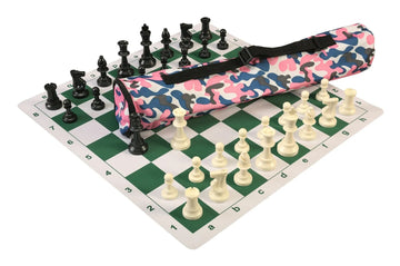 Quiver Chess Set Combination and Triple Weighted Regulation Pieces | Thin Mousepad Chess Board | Quiver Bag