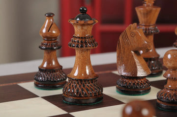 The Burnt Golden Rosewood Championship Series Chess Pieces - 3.75