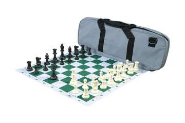 Deluxe Chess Set Combination and Triple Weighted Regulation Pieces | Thin Mousepad Chess Board | Deluxe Bag