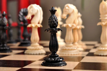 The Lund Anglo-Indian Reproduction Luxury Bone Chess Pieces - 4.75
