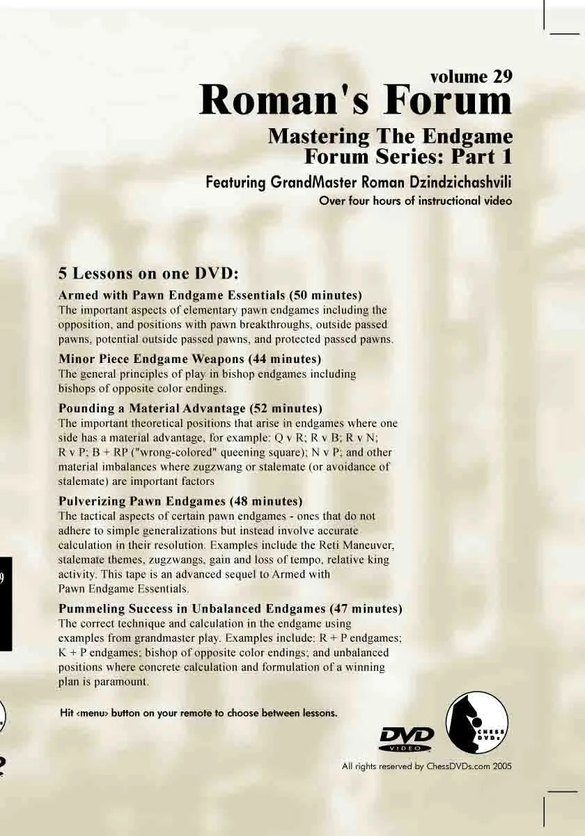 ROMAN'S LAB - VOL29 - Mastering The Endgame Forum Series – US Chess Sales