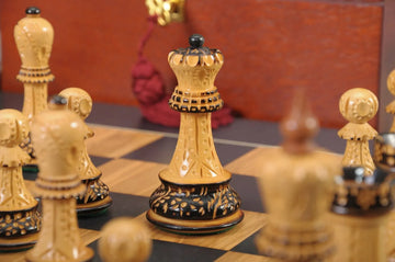 The Burnt Golden Rosewood Zagreb Series Chess Set, Box, & Satin Board Combination