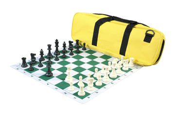 Deluxe Chess Set Combination and Triple Weighted Regulation Pieces | Thin Mousepad Chess Board | Deluxe Bag