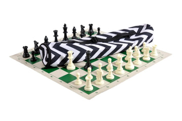 Quiver Chess Set Combination - Single Weighted Regulation Pieces | Vinyl Chess Board | Quiver Bag
