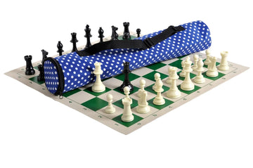 Quiver Chess Set Combination - Solid Plastic Regulation Pieces | Vinyl Chess Board | Quiver Bag