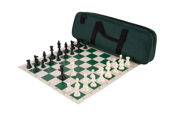 Deluxe Chess Set Combination and Triple Weighted Regulation Pieces | Vinyl Chess Board | Deluxe Bag