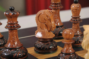 The Burnt Golden Rosewood Dubrovnik Series Chess Set, Box, & Satin Board Combination