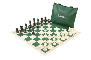 Chess.com Standard Chess Set Combination - Single Weighted Regulation Pieces | Vinyl Chess Board | Standard Bag