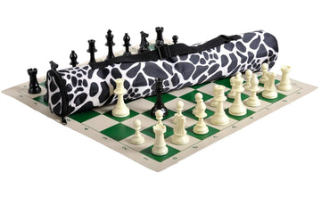 Quiver Chess Set Combination - Solid Plastic Regulation Pieces | Vinyl Chess Board | Quiver Bag
