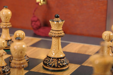 The Burnt Golden Rosewood Reykjavik II Series Chess Set, Box, & Satin Board Combination