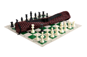 Quiver Chess Set Combination - Single Weighted Regulation Pieces | Vinyl Chess Board | Quiver Bag