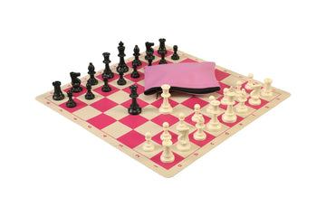 Basic Chess Set Combination with Silicone Chess Board and Triple Weighted Regulation Plastic Chess Pieces