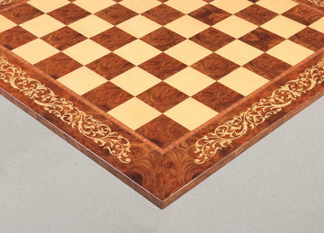 INLAID - Elm Burl & Maple Superior Traditional Chess Board - Gloss Finish