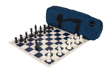 Deluxe Chess Set Combination - Solid Plastic Regulation Pieces | Vinyl Chess Board | Deluxe Bag