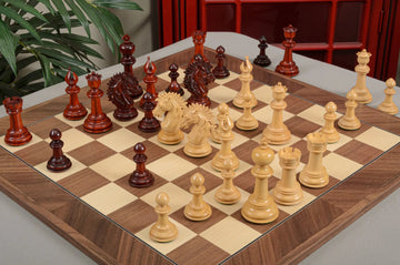 IMPERFECT - 4.4" Forever Camelot - BLOOD ROSEWOOD / BOXWOOD - Wood Chess Pieces