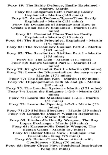 The Complete Foxy Openings on DVD - VOLUMES 1-187 PLUS KASPAROV AND KARPOV! - 9 DVDs