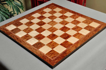 Elm Burl & Maple Superior Traditional Chess Board - 2.5"