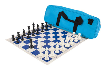 Deluxe Chess Set Combination and Triple Weighted Regulation Pieces | Vinyl Chess Board | Deluxe Bag