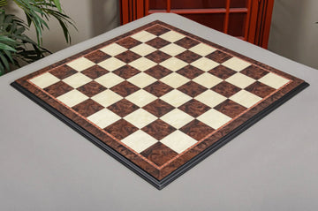 Walnut Burl & Maple Superior Traditional Chess Board - 2.5" Squares - Satin Finish
