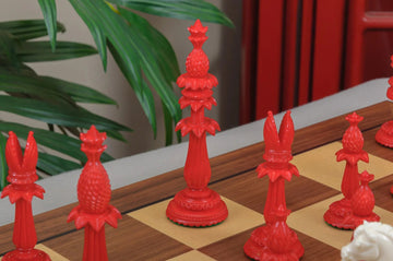 The Lund Anglo-Indian Reproduction Luxury Bone Chess Pieces - 4.75