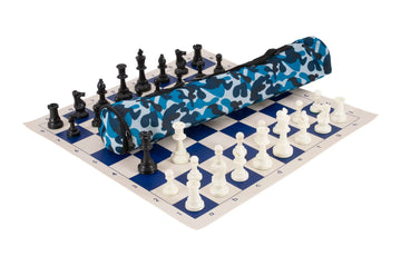 Quiver Chess Set Combination - Solid Plastic Regulation Pieces | Vinyl Chess Board | Quiver Bag