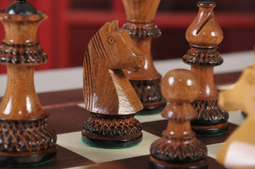 The Burnt Golden Rosewood Championship Series Chess Pieces - 3.75