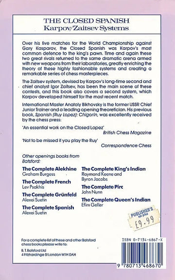 CLEARANCE - The Closed Spanish - Karpov/Zaitsev Systems