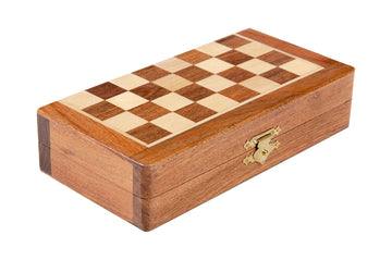 FOLDING WOODEN MAGNETIC Travel Chess Set - 7