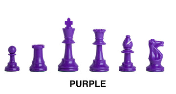 Regulation Colored Plastic Chess Pieces - 3.75