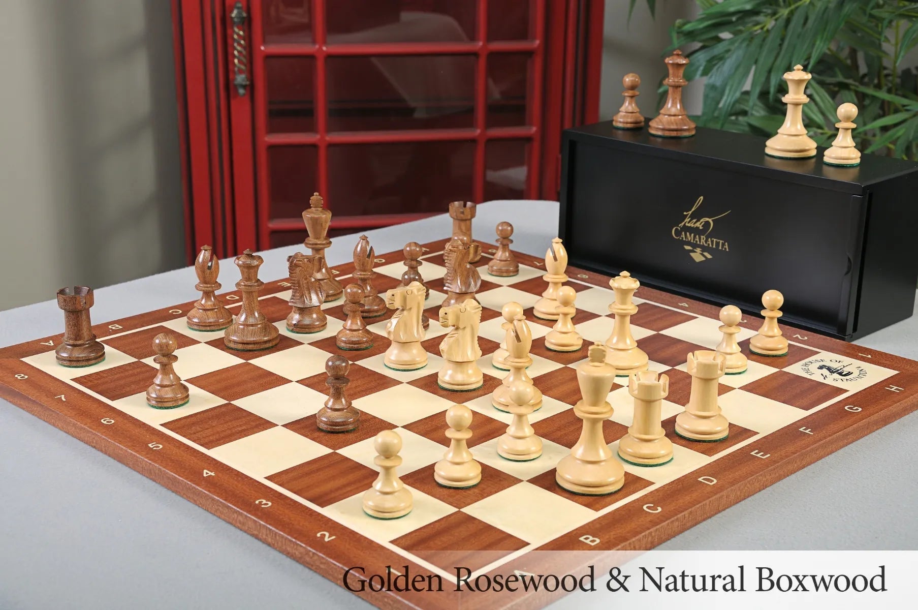 The B.H. Wood Tournament Series Wood Chess Set, Box, & Board ...