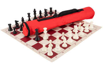 Quiver Chess Set Combination - Single Weighted Regulation Pieces | Vinyl Chess Board | Quiver Bag