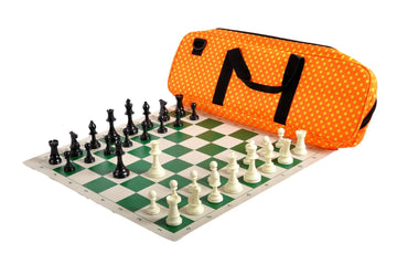 Deluxe Chess Set Combination and Triple Weighted Regulation Pieces | Vinyl Chess Board | Deluxe Bag
