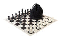 Drawstring Chess Set Combination - Single Weighted Regulation Pieces | Vinyl Chess Board | Drawstring Bag