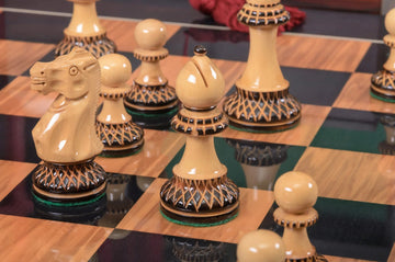 The Burnt Golden Rosewood Grandmaster Series Chess Set, Box, & Gloss Board Combination