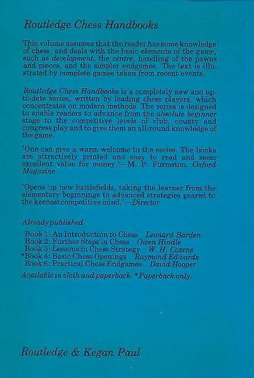 CLEARANCE - Further Steps in Chess (Chess Handbooks)