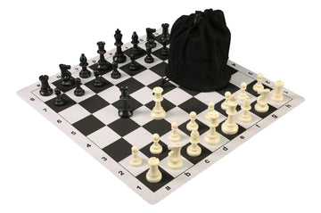 Drawstring Chess Set Combination with Mousepad Board and Triple Weighed Pieces