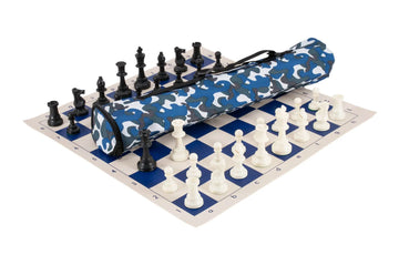 Quiver Chess Set Combination - Solid Plastic Regulation Pieces | Vinyl Chess Board | Quiver Bag