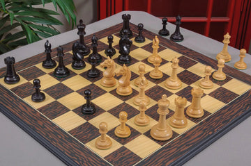 IMPERFECT - 4.0" Aversa - GENUINE EBONY / BOXWOOD - Wood Chess Pieces
