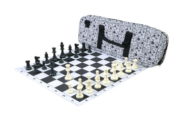 Deluxe Chess Set Combination and Triple Weighted Regulation Pieces | Thin Mousepad Chess Board | Deluxe Bag